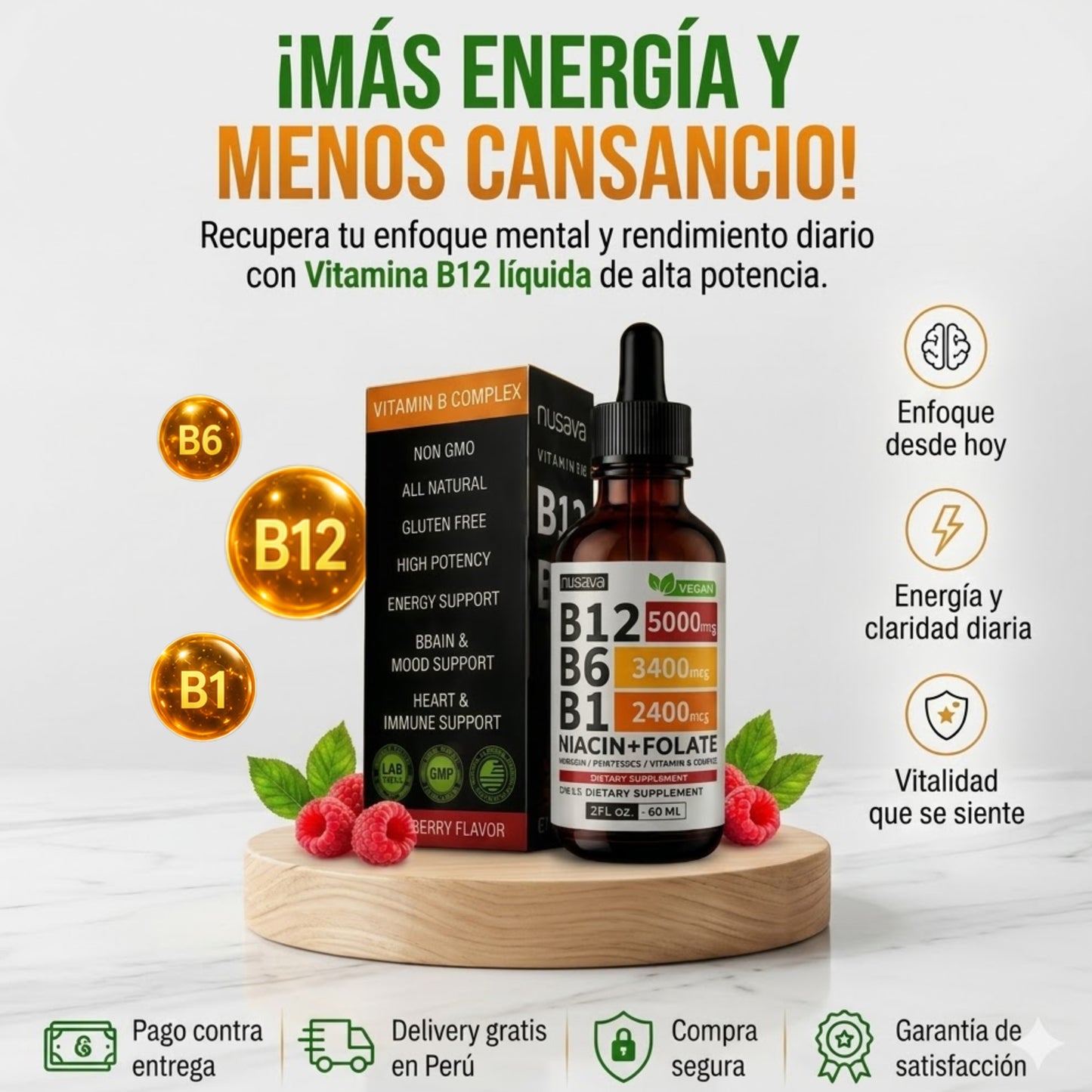 Nusava Vitamina B12 Complex 5000 mcg |Más Energía y Vitalidad